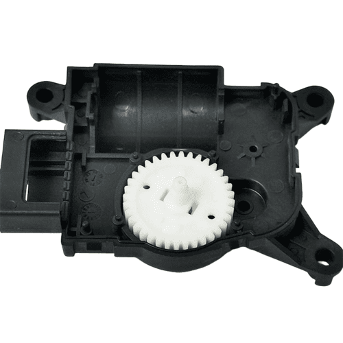 Automotive actuator gear box module with plastic spur gear and ABS housing